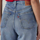 Women's Light Indigo Loose Fit High Rise Jeans - Detail View