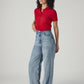 Women's Light Indigo Loose Fit High Rise Jeans - Side View