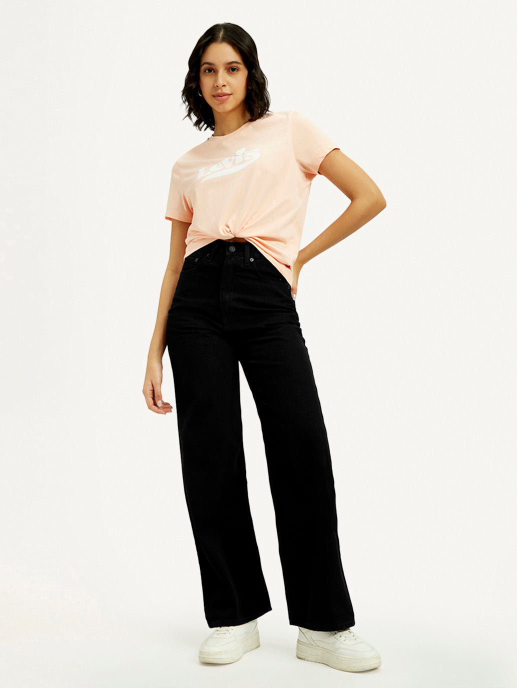 Women's Black Loose Fit High Rise Jeans