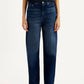 Women's Navy Loose Fit High Rise Jeans - Front View