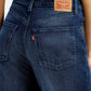 Women's Navy Loose Fit High Rise Jeans - Detail View