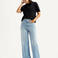 Women's Light Blue Wide Leg Fit High Rise Jeans - Styleshot View