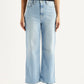 Women's Light Blue Wide Leg Fit High Rise Jeans - Front View