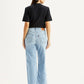 Women's Light Blue Wide Leg Fit High Rise Jeans - Back View