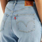 Women's Light Blue Wide Leg Fit High Rise Jeans - Detail View