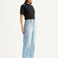 Women's Light Blue Wide Leg Fit High Rise Jeans - Side View