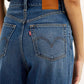 Women's Dark Blue Loose Fit High Rise Jeans - Detail View