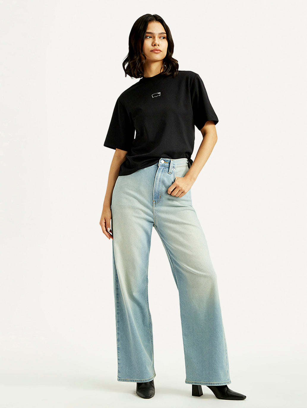 Women's Blue Loose Fit High Rise Jeans