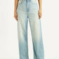 Women's Blue Loose Fit High Rise Jeans - Front View