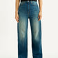 Women's Tinted Med Indigo Loose Fit High Rise Jeans - Front View