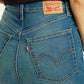 Women's Tinted Med Indigo Loose Fit High Rise Jeans - Detail View