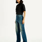 Women's Tinted Med Indigo Loose Fit High Rise Jeans - Side View