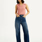 Women's Dark Blue Wide Leg Fit High Rise Jeans - Styleshot View