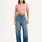 Women's Blue Loose Fit High Rise Jeans - Styleshot View