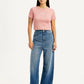 Women's Blue Loose Fit High Rise Jeans - Front View