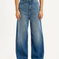 Women's Blue Loose Fit High Rise Jeans - Front View