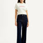 Women's Navy Loose Fit High Rise Jeans - Front View