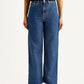 Women's Blue Loose Fit High Rise  Jeans - Front View