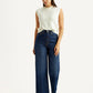Women's Dark Blue Loose Fit High Rise Jeans - Styleshot View
