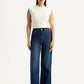 Women's Dark Blue Loose Fit High Rise Jeans - Front View