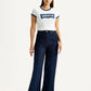 Women's Dark Blue Loose Fit High Rise Jeans - Front View