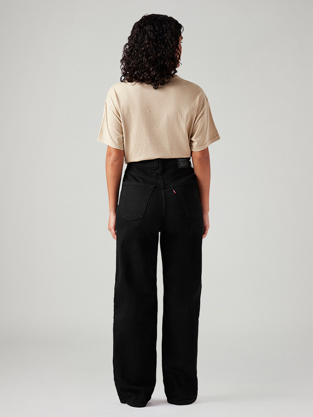 Women's Black Loose Fit High Rise Jeans - Back View