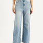Women's High Rise Wide Leg Fit Light Blue Jeans - Front View