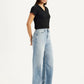 Women's High Rise Wide Leg Fit Light Blue Jeans - Side View