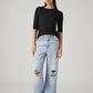 Women's Light Blue Loose Fit High Rise Jeans - Styleshot View