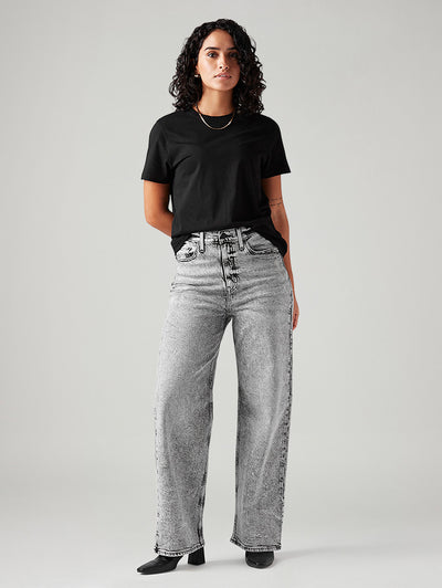 Women's Light Grey Loose Fit High Rise Jeans