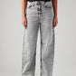 Women's Light Grey Loose Fit High Rise Jeans - Front View