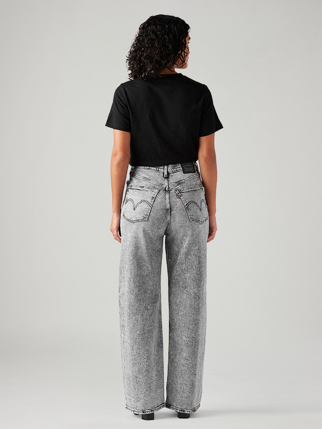 Women's Light Grey Loose Fit High Rise Jeans - Back View