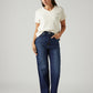 Women's Dark Blue Loose Fit High Rise Jeans - Styleshot View
