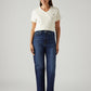 Women's Dark Blue Loose Fit High Rise Jeans - Front View