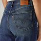 Women's Dark Blue Loose Fit High Rise Jeans - Detail View