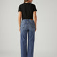 Women's Med Indigo Loose Fit High Rise Jeans - Back View