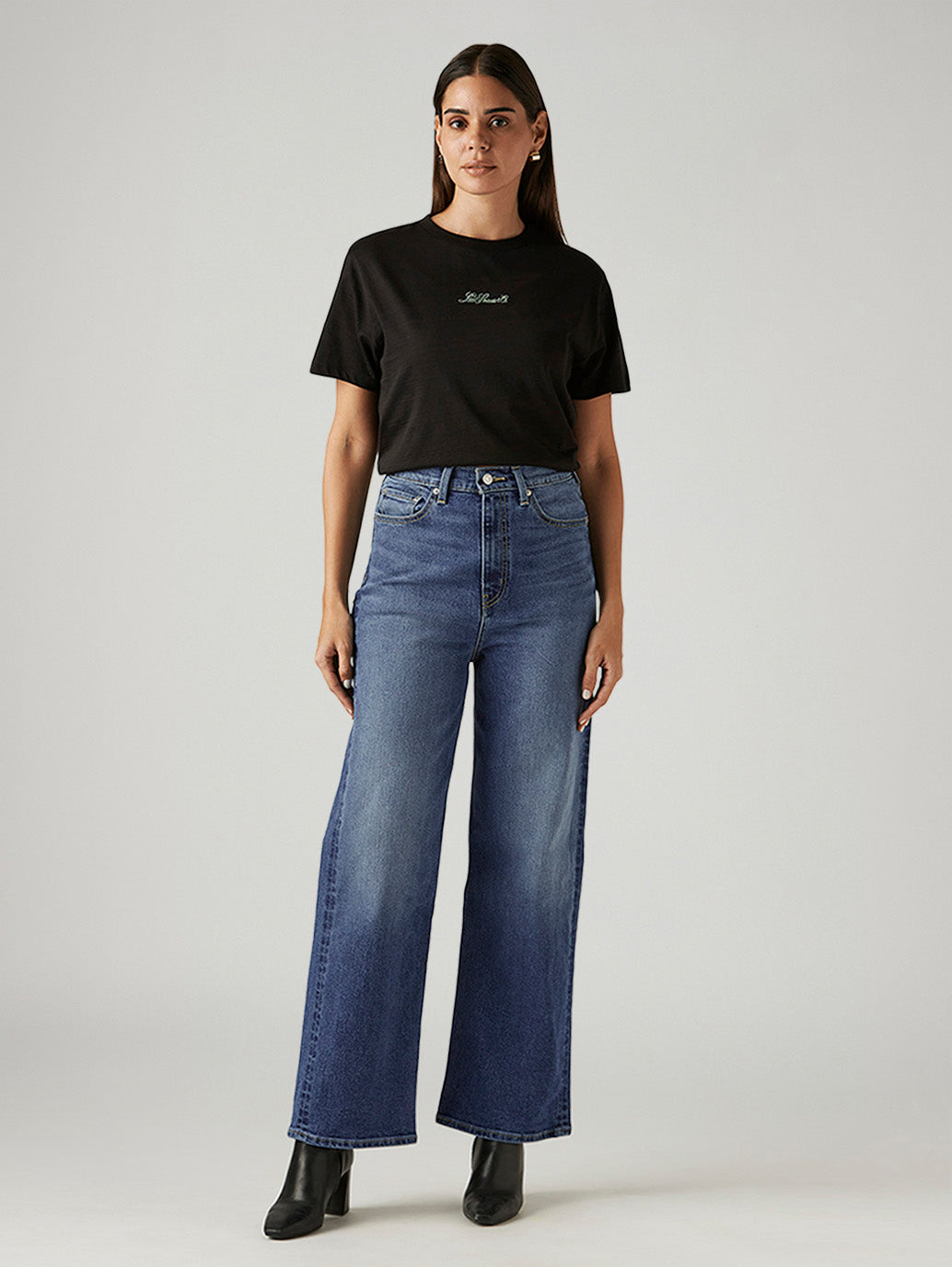 Women's Light Indigo Loose Fit High Rise Jeans - Front View