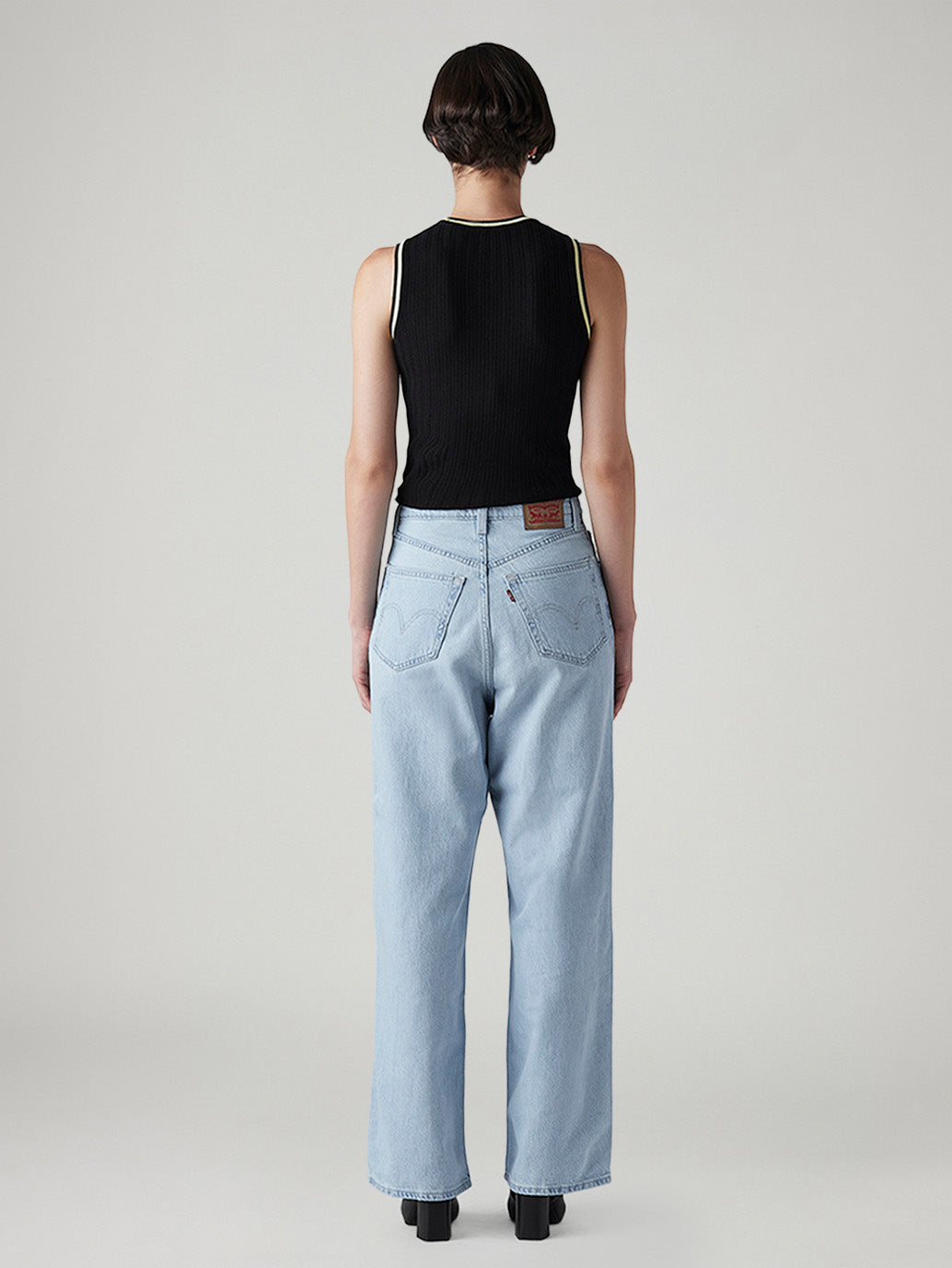 Women's Light Indigo Loose Fit High Rise Jeans - Back View