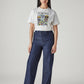 Women's Dark Indigo Loose Fit High Rise Jeans - Styleshot View