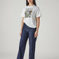 Women's Dark Indigo Loose Fit High Rise Jeans - Front View