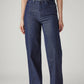 Women's Dark Indigo Loose Fit High Rise Jeans - Front View