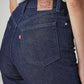 Women's Dark Indigo Loose Fit High Rise Jeans - Detail View