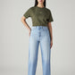 Women's Light Blue Loose Fit High Rise Jeans - Front View