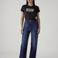 Women's Dark Indigo Loose Fit High Rise Jeans - Front View