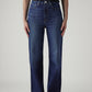 Women's Dark Indigo Loose Fit High Rise Jeans - Front View