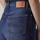 Women's Dark Indigo Loose Fit High Rise Jeans - Detail View