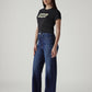 Women's Dark Indigo Loose Fit High Rise Jeans - Side View