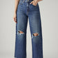 Women's Dark Indigo Loose Fit High Rise Jeans - Front View