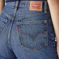 Women's Dark Indigo Loose Fit High Rise Jeans - Detail View