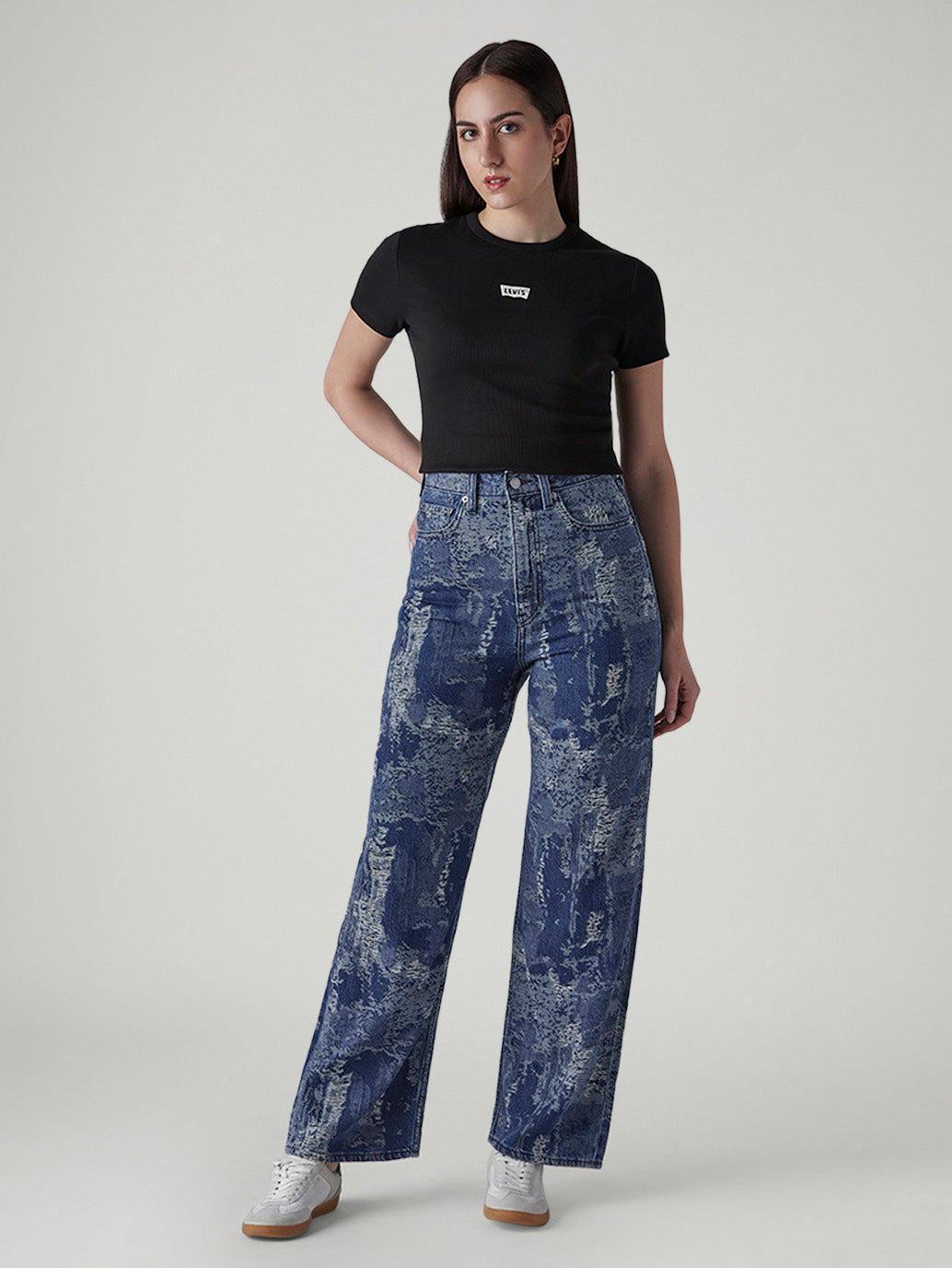 Women's Blue Loose Fit High Rise Jeans